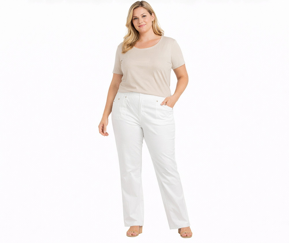 Woman Within Women’s White Pull On Straight Leg Pants Size 12W Tall NWOT